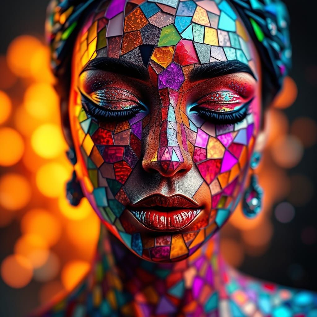 Mosaic Woman with Kaleidoscope Colors