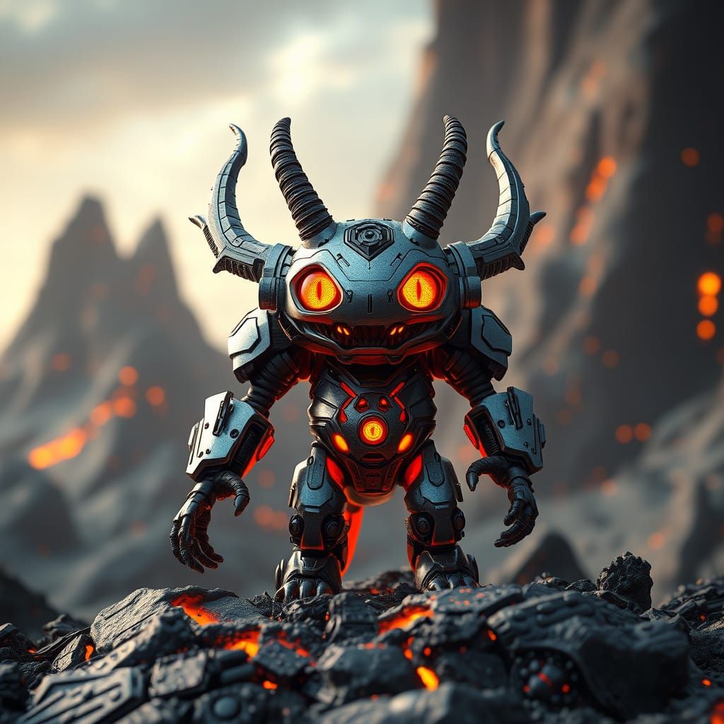 Imaginary Monster on Magma Mountain in Sci-Fi Style