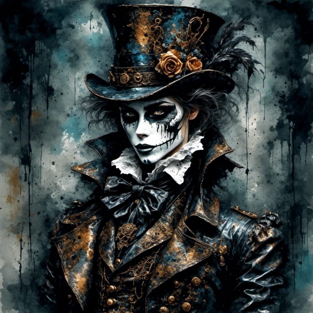 Macabre Jester Portrait in Gothic Style