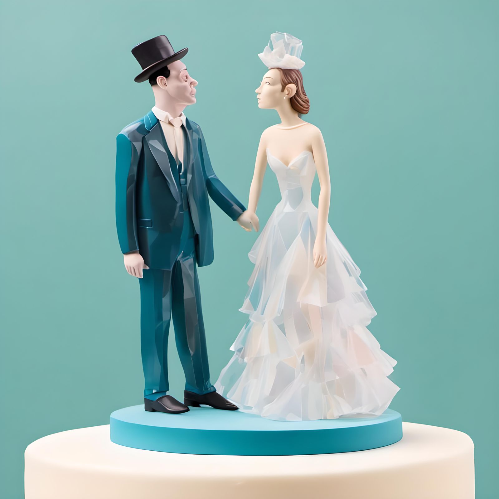 Married Couple Cake Topper in 3D Prism