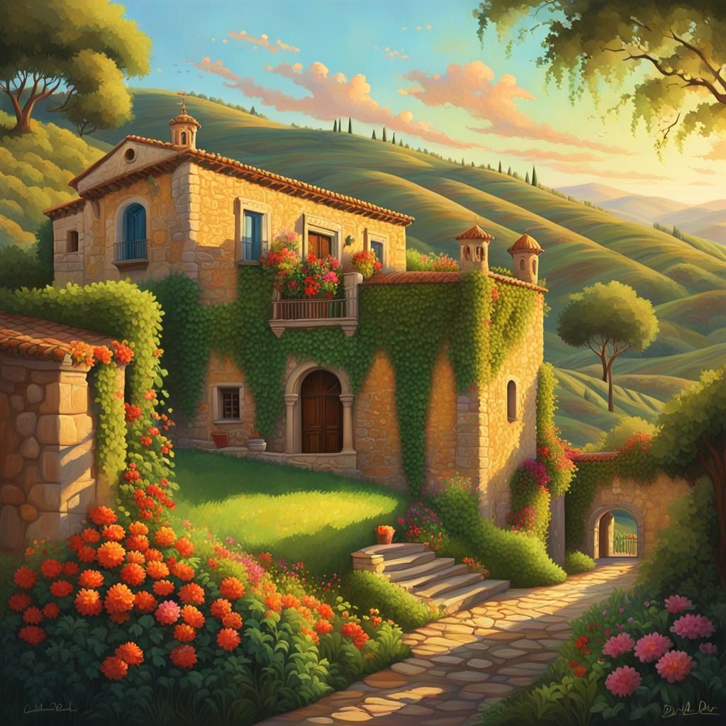 Picturesque Spanish Farmhouse in Lush Green Valley