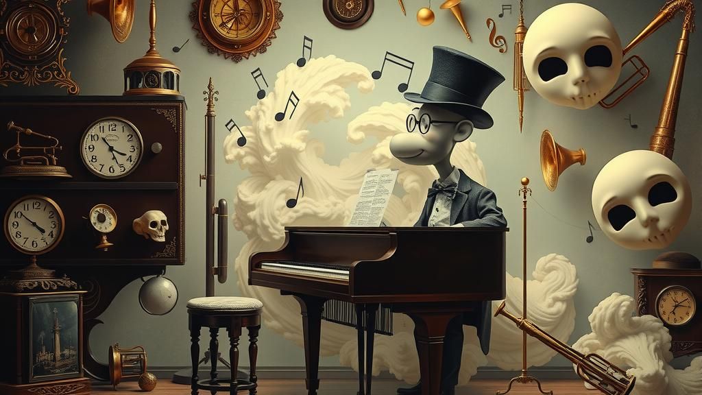 Surreal Piano Player in a Melting World