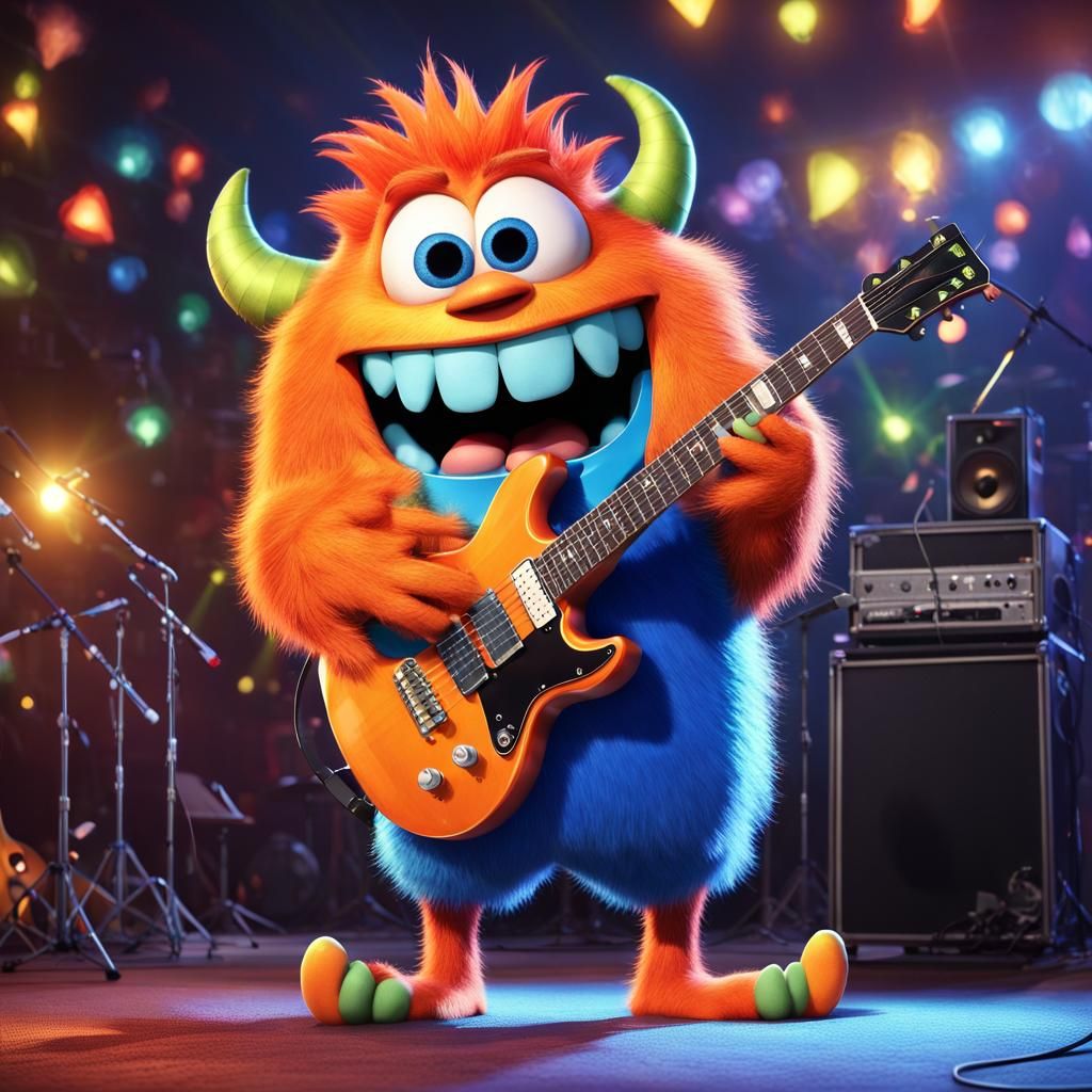 Funny Monster Rocks Out: 3D Digital Art