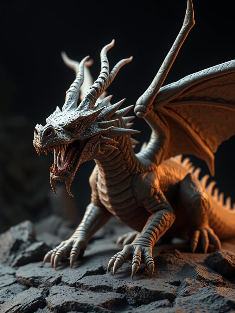 Clay Dragon Sculpture Brought to Life: Digital Matte Paintin...