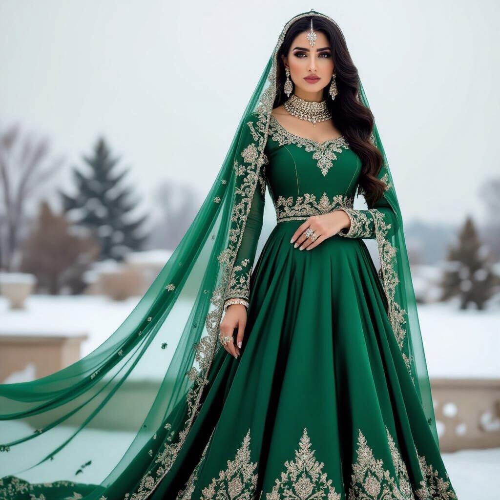 Emerald Green Wedding Gown Portrait