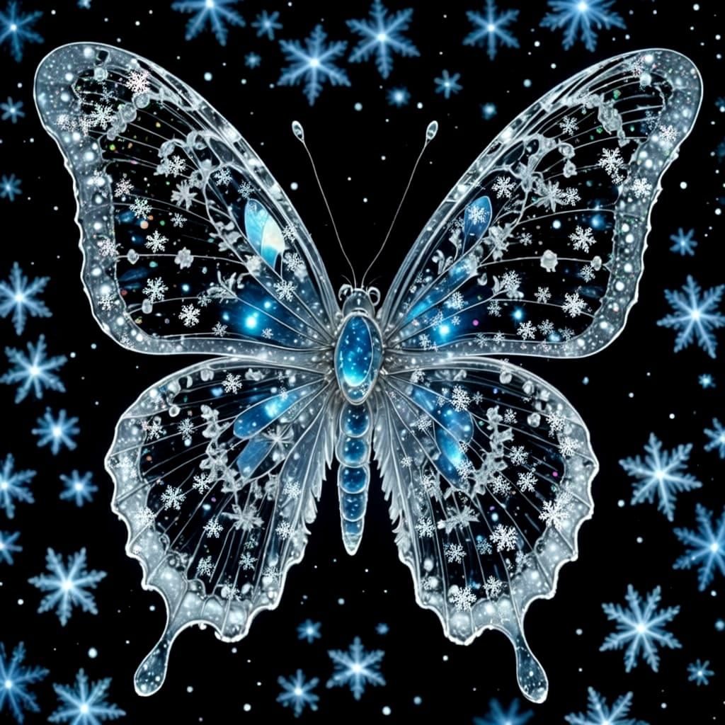 Gossamer Ice Butterfly in Starry Night