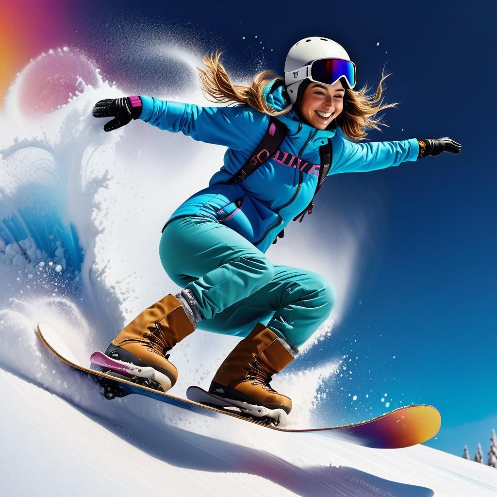 Hyperrealistic Snowboarder Portrait in Splash Art Style
