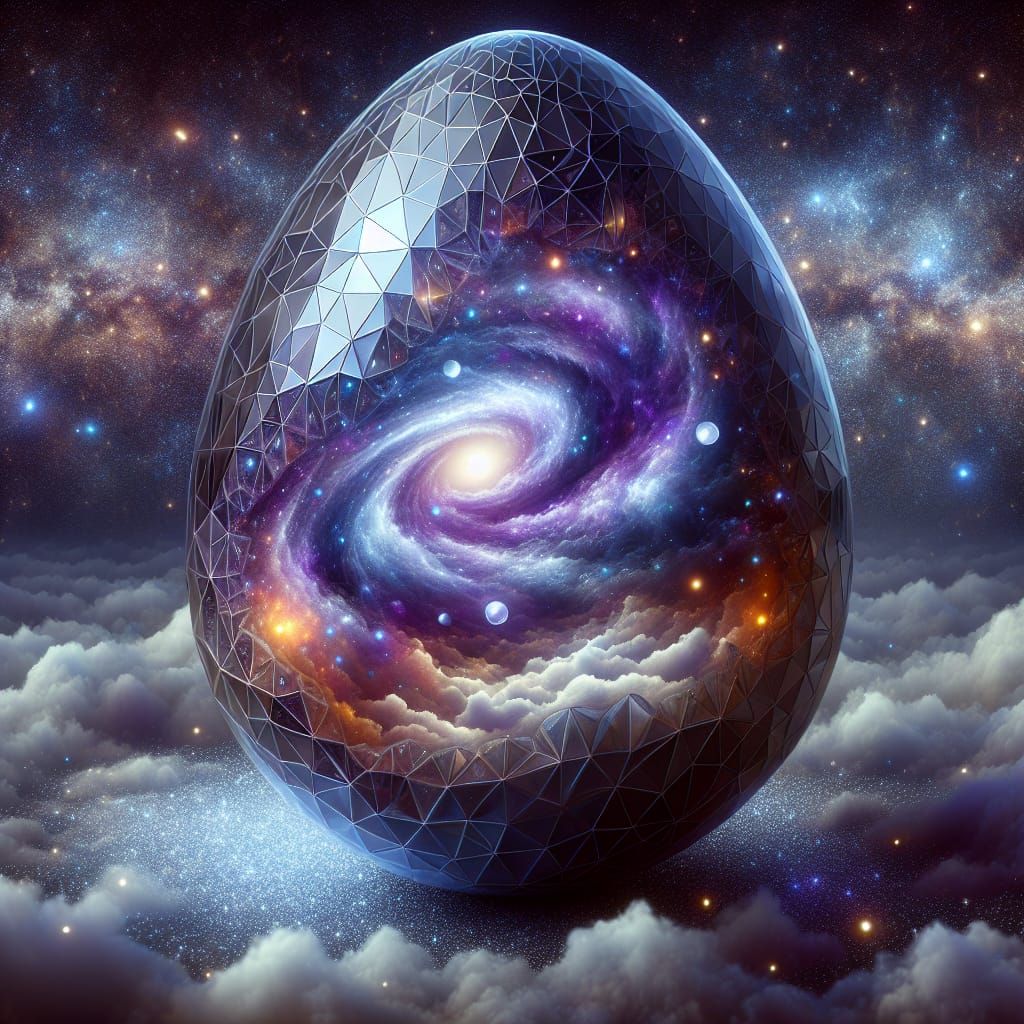 Mystical Galaxy Inside Intricate Geometric Egg