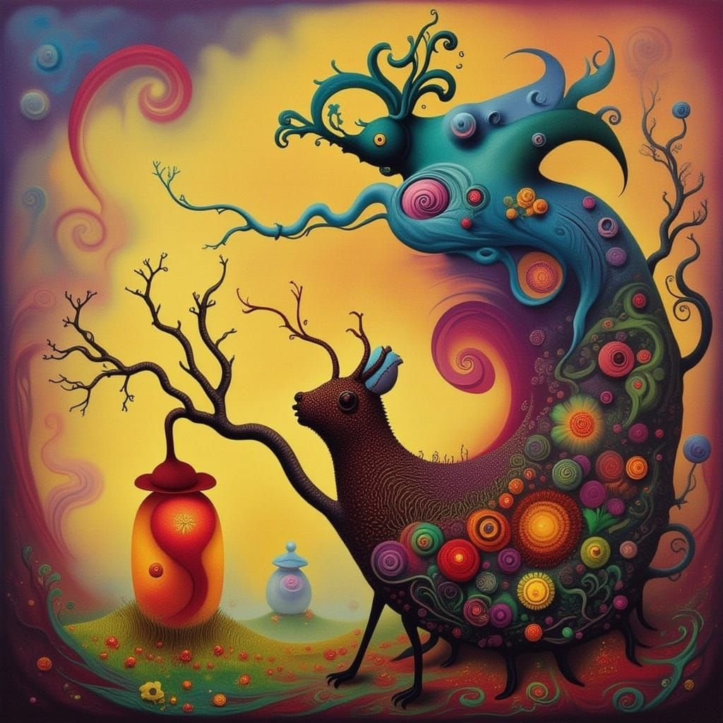 Surreal Candy Landscape with Cicada Song Elements