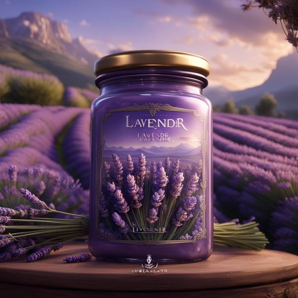 Lavender Jar Label Advertisement in Detailed Matte Style