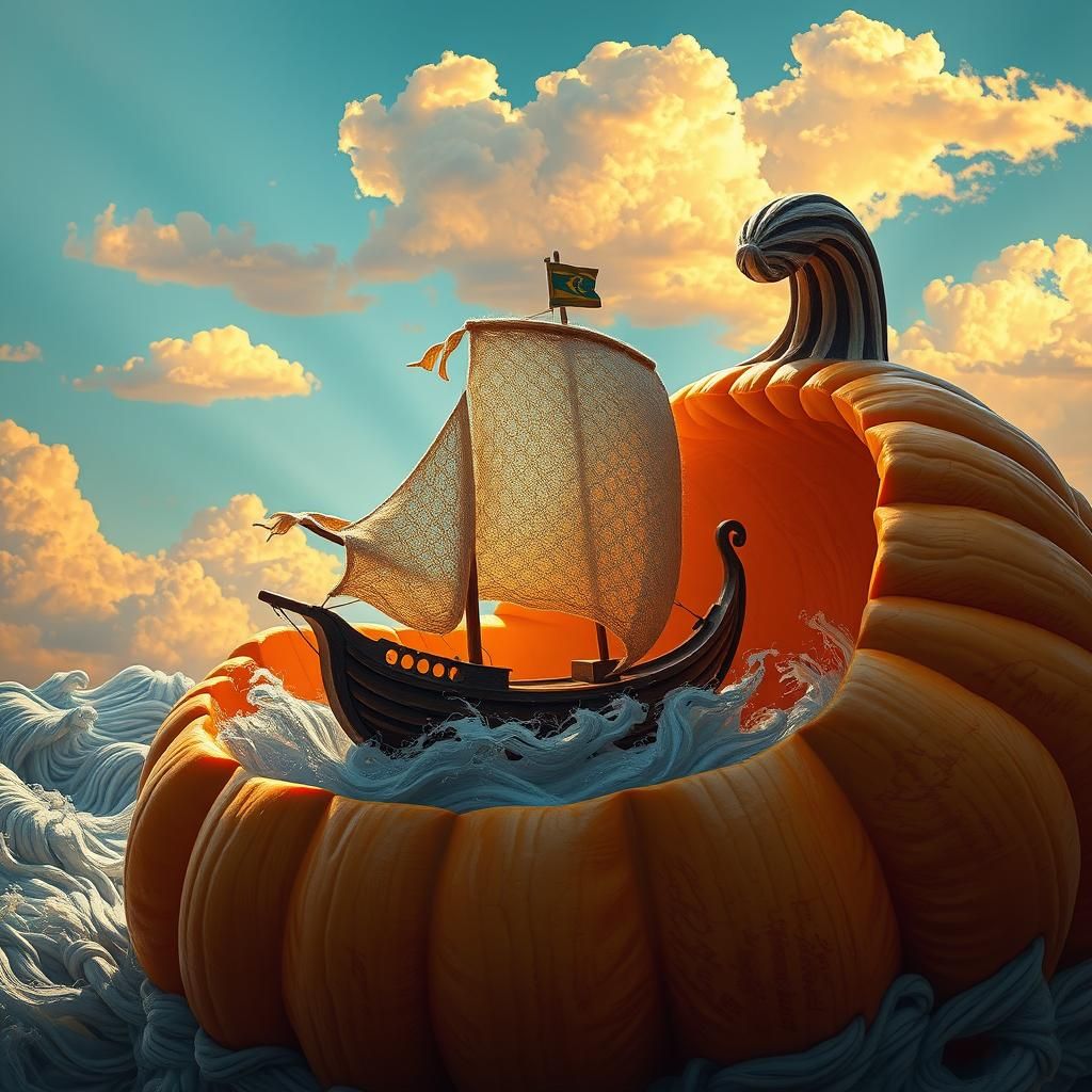 Miniature Lace Ship Sails Pumpkin Spice Sea