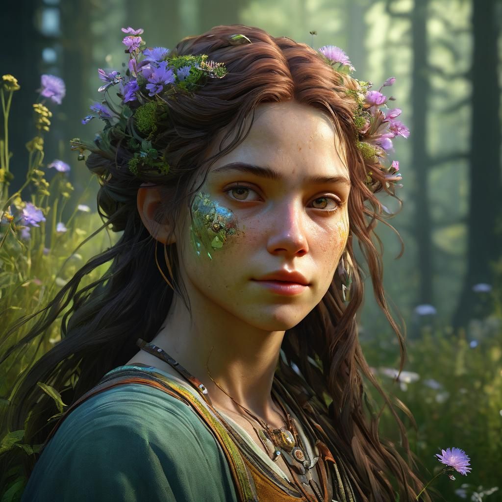 Enchanted Forest Portrait in Hyperdetailed Style