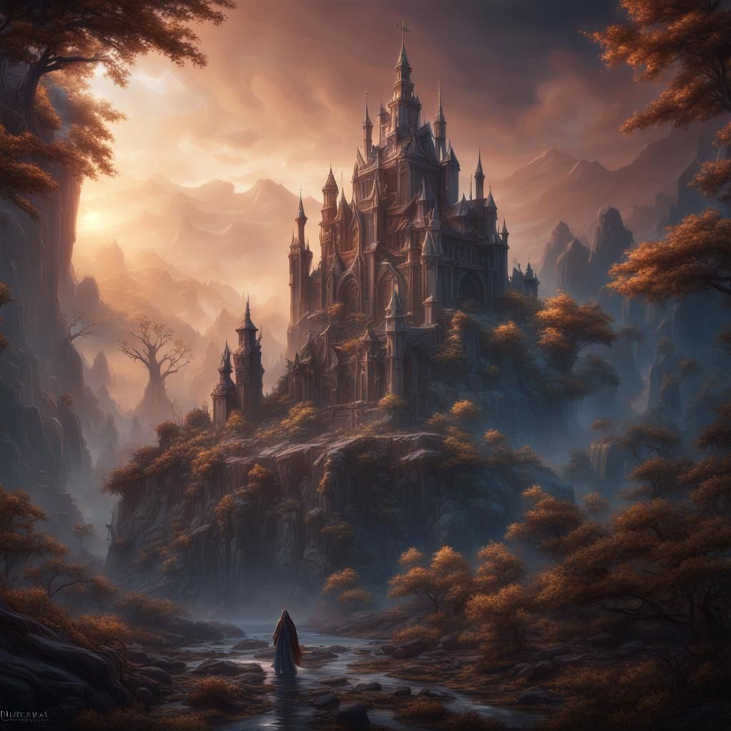 Fantastical God: Detailed Matte Painting in Deep Color