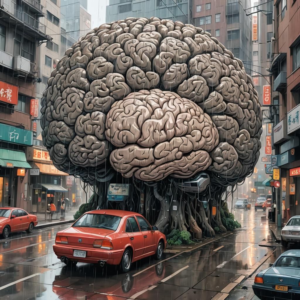 Cartoon Brain Deterioration in Hyperrealistic Style