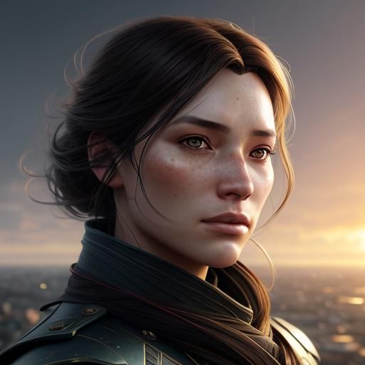 Girl in Autumn Leaves, Hyperdetailed Portrait