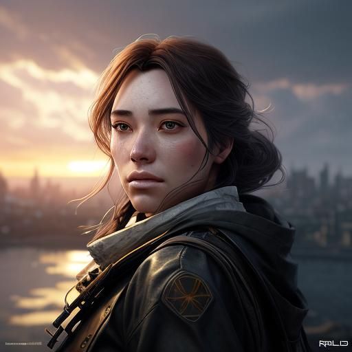 Girl in Autumn Leaves: Hyperdetailed Art Nouveau Portrait