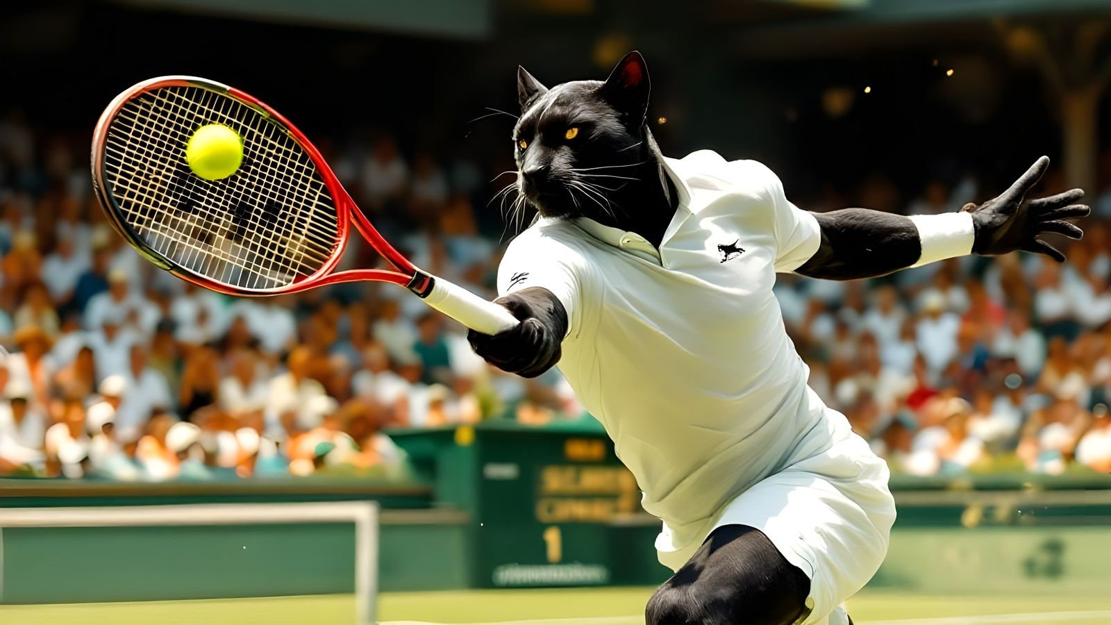 Panther Tennis Player at Wimbledon in Art Nouveau Style