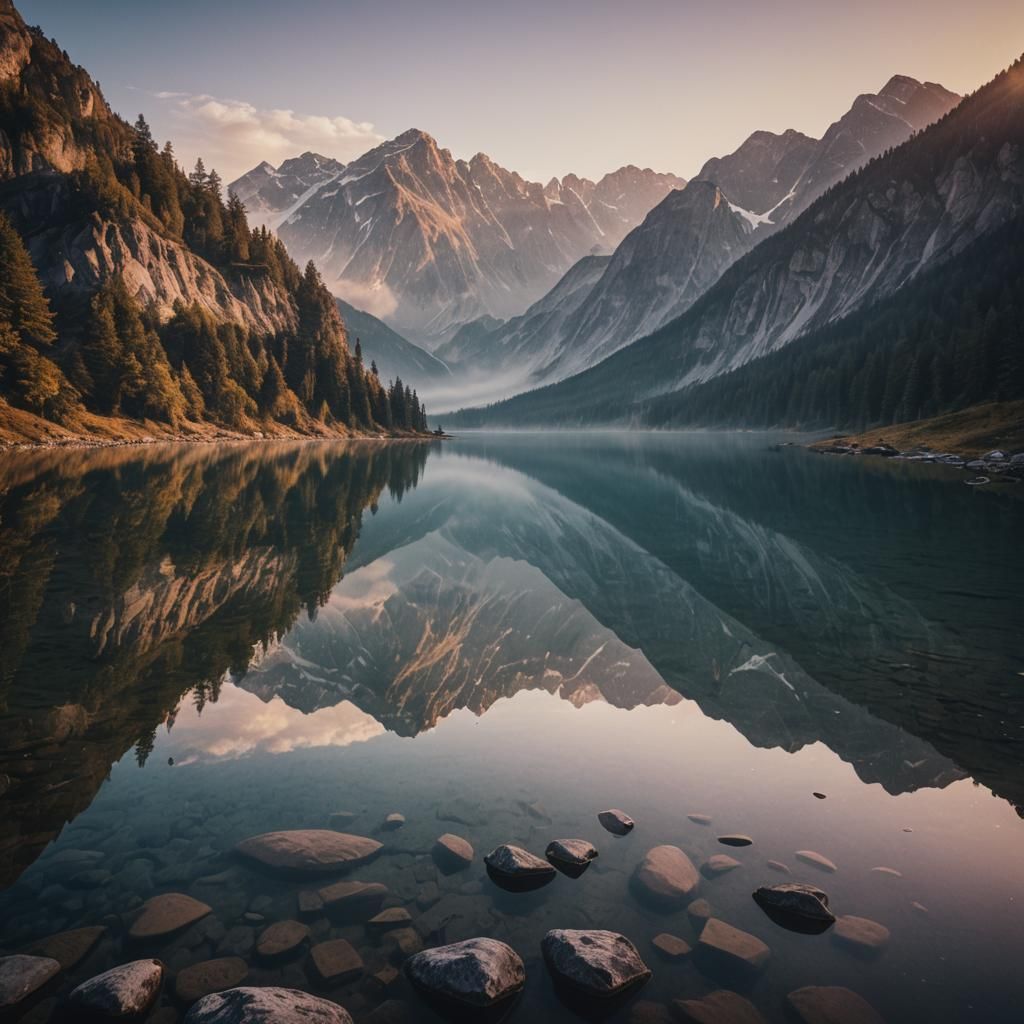 Majestic Mountains Reflected: A Cinematic Sunrise