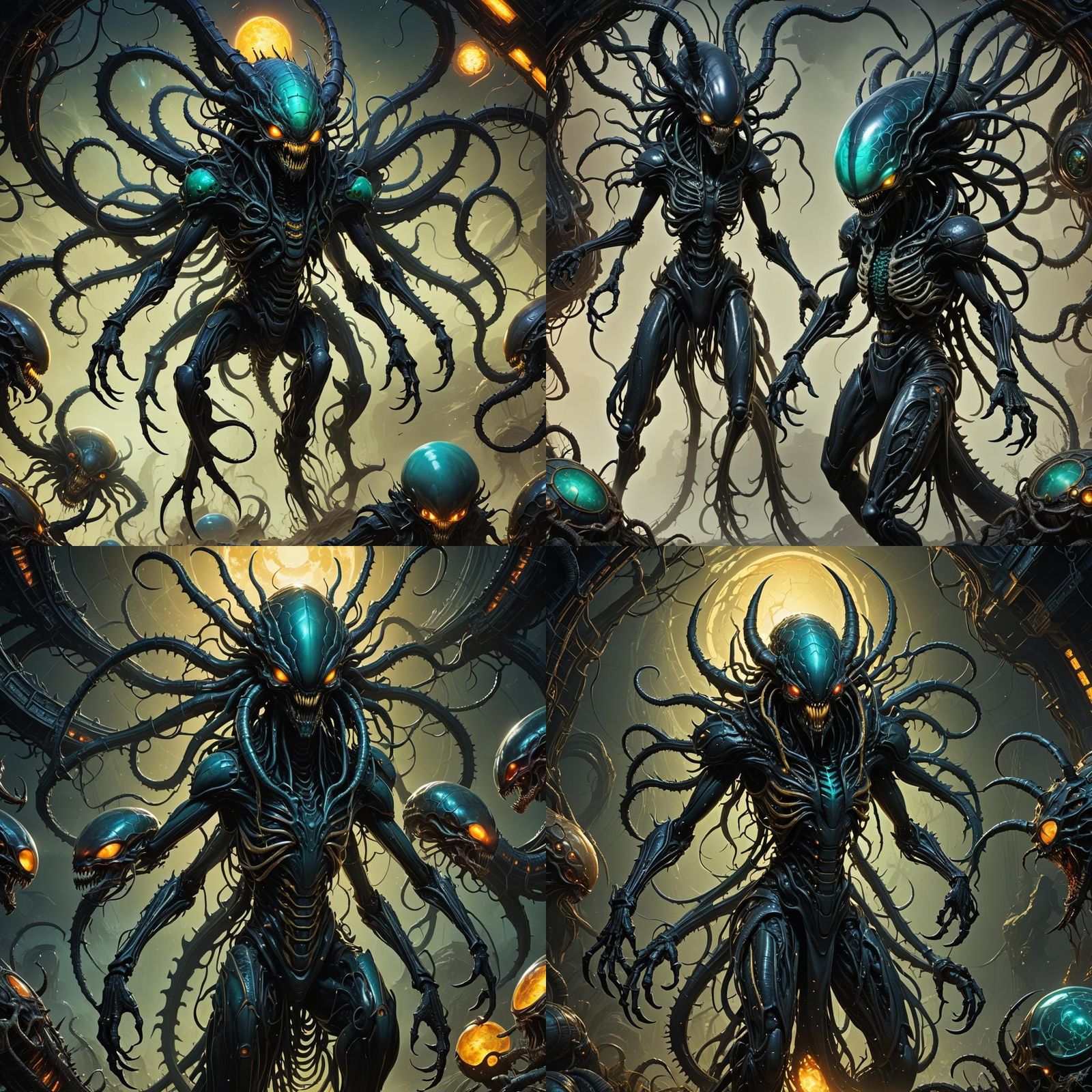 Demonic Lovecraftian Hive Mother in Bioluminescent Porcelain