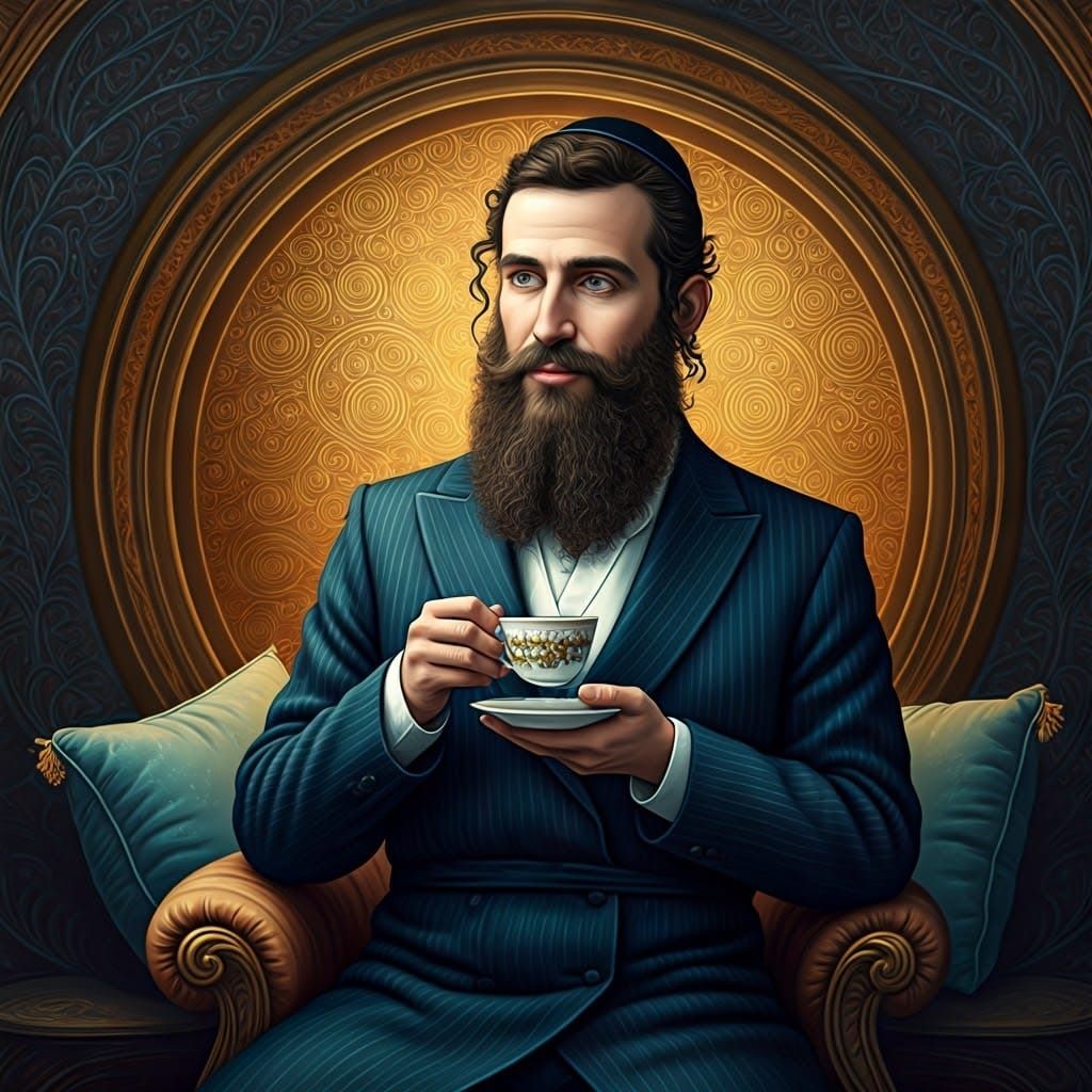Hasidic Man in Art Nouveau Style
