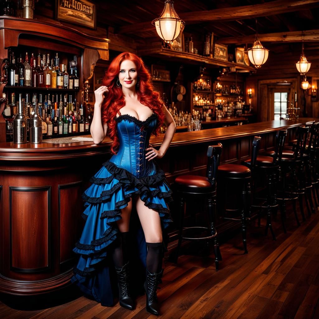 Saloon Girl in Ornate Corset, Digital Painting