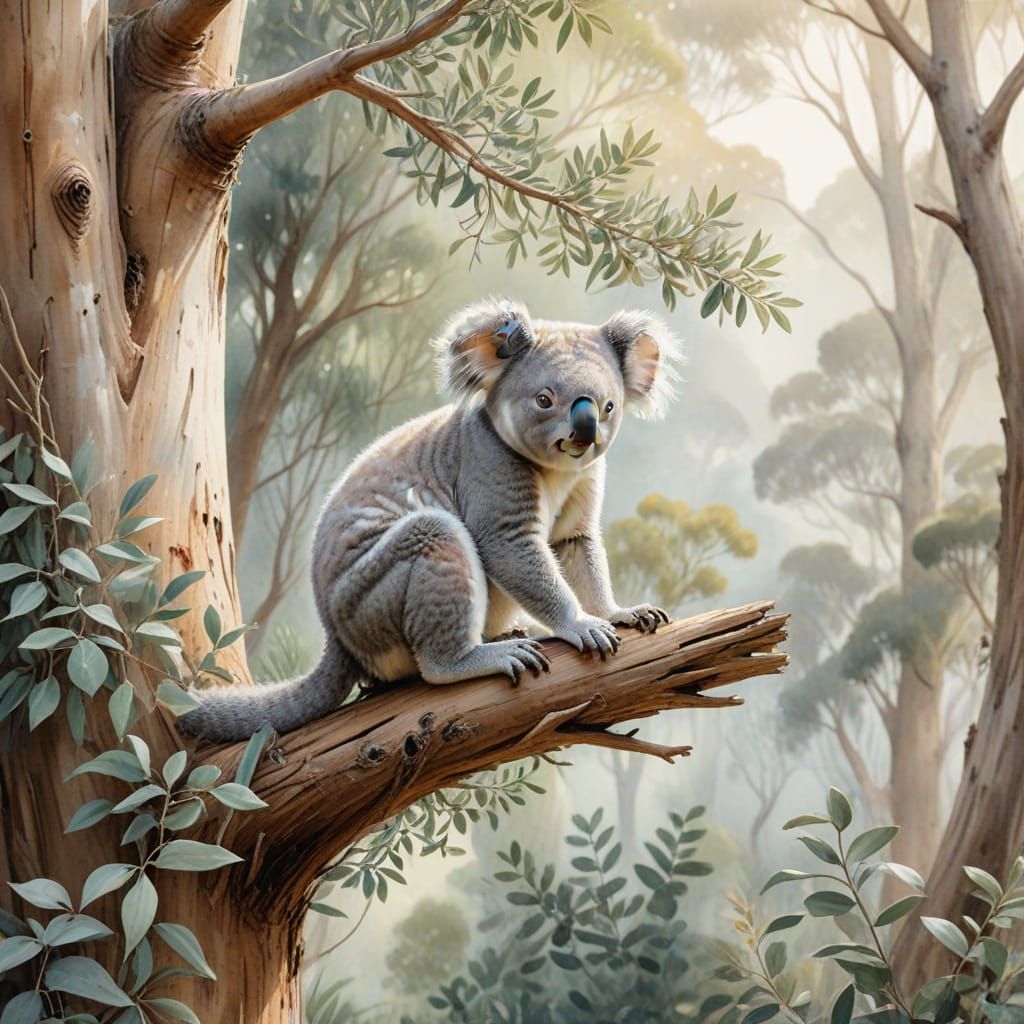 Charming Australian Bush Scene with Koala