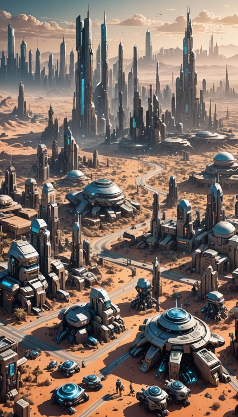 Futuristic Cityscape Amidst Dunes