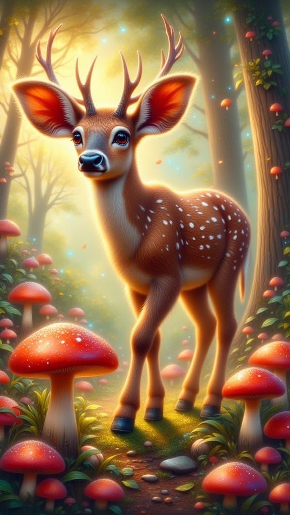 Adorable Baby Deer in a Magical Forest