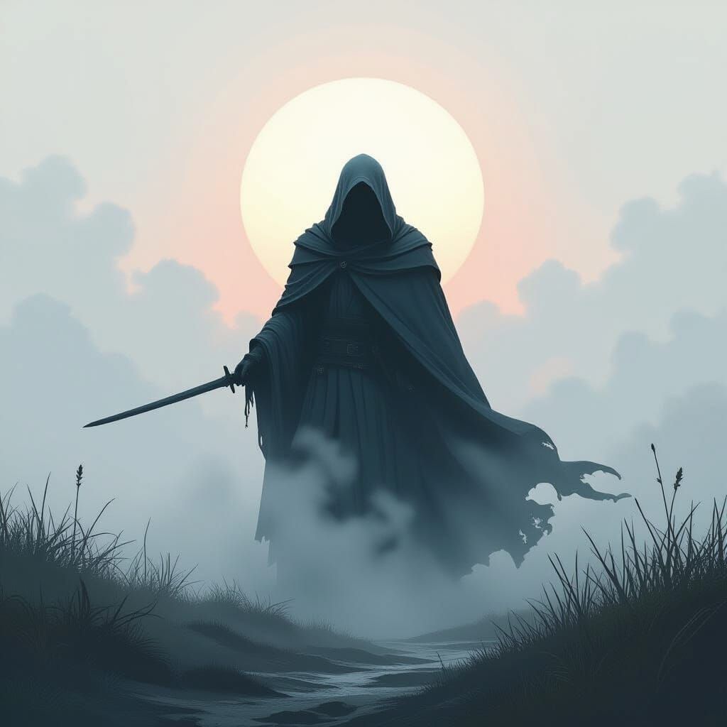 Mysterious Figure in Futuristic Digital Art