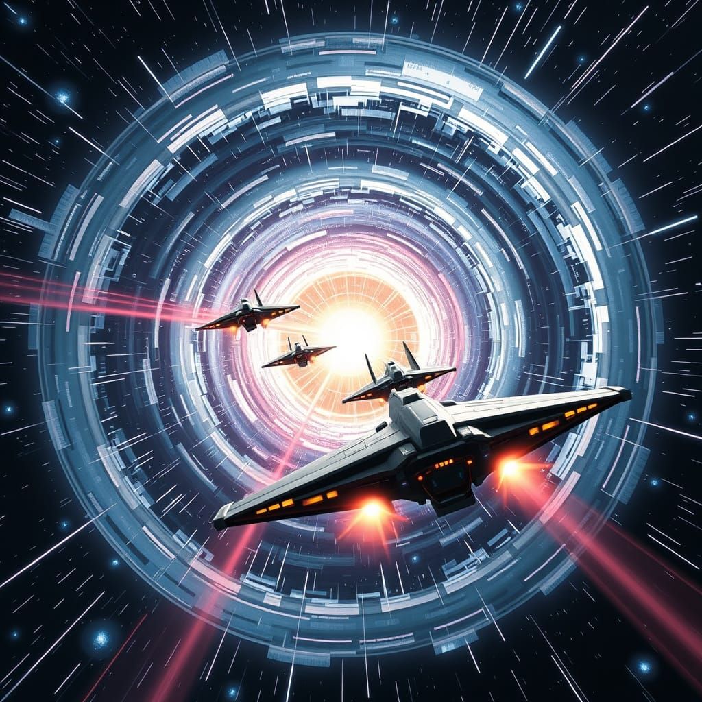 Hyperspace Vessels Approach Celestial Portal