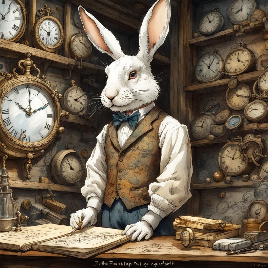 Nivens McTwisp: White Rabbit in Watercolor