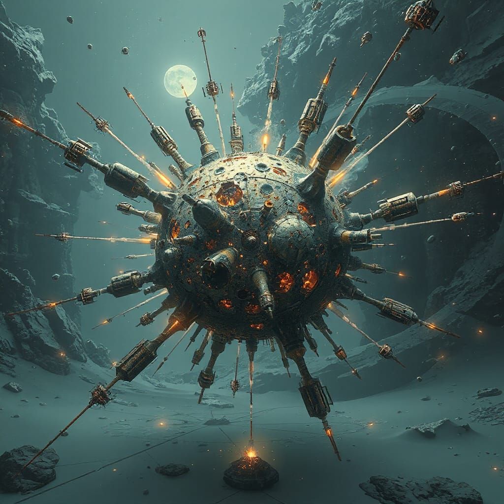 Dyson Sphere Schematic Explosion in Atelier Style
