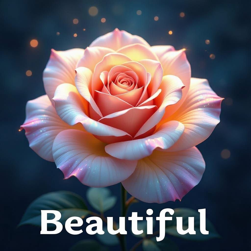 Infinite Prismatic Rose Unfurls in Art Nouveau Style