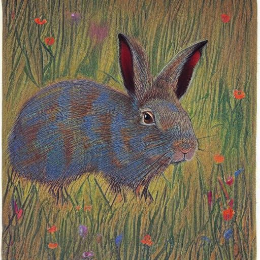 Rabbit Shadows Dance in Steppe Landscape