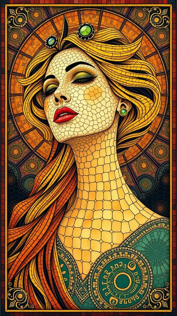 Radiant Steampunk Tarot Lady in Dreamscape