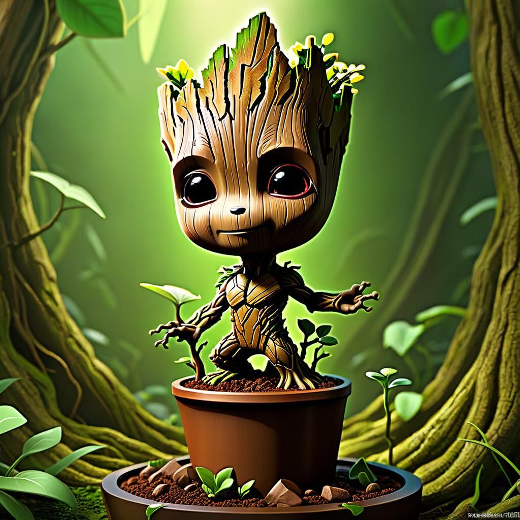 Chibi Groot Illustrations: Whimsical Pop Culture Art