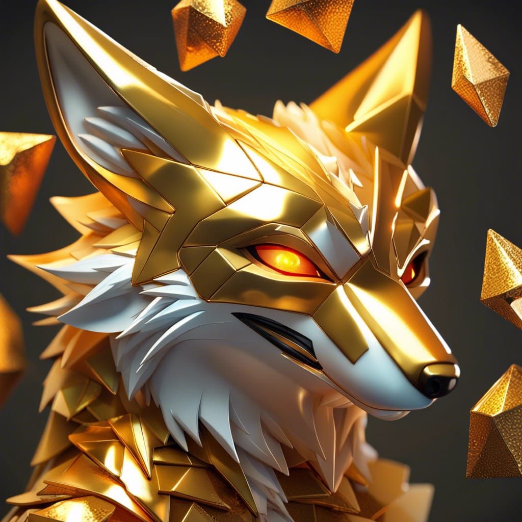 Detailed 3D Golden Fox with Triangular Fur
