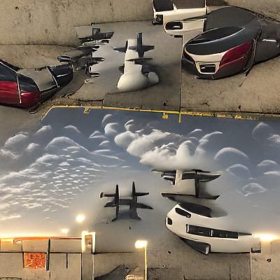Airplanes Parked in Clouds: Digital Art Illusion