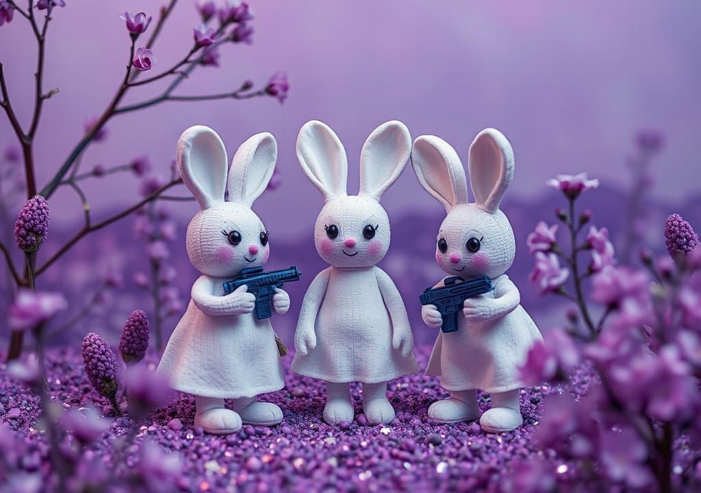 Surreal Raygun Gothic Landscape with Marshmallow People