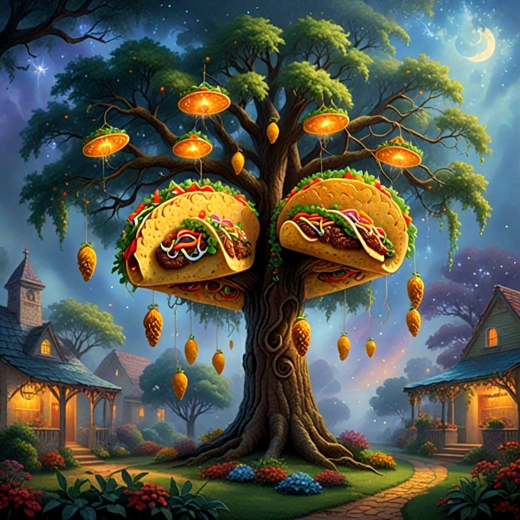 Whimsical Taco Forest in Ethereal Light