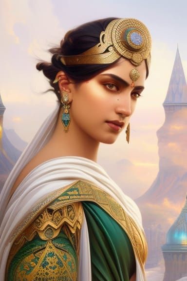 Armaiti: Persian Goddess Portrait in Hyperdetailed Style