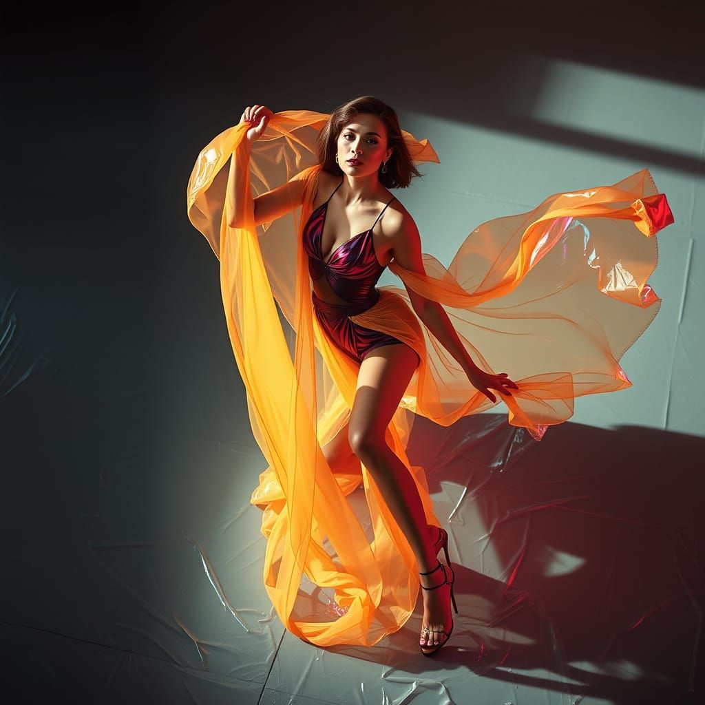 Elegant Model in Flowing Gown, Editorial Fashion