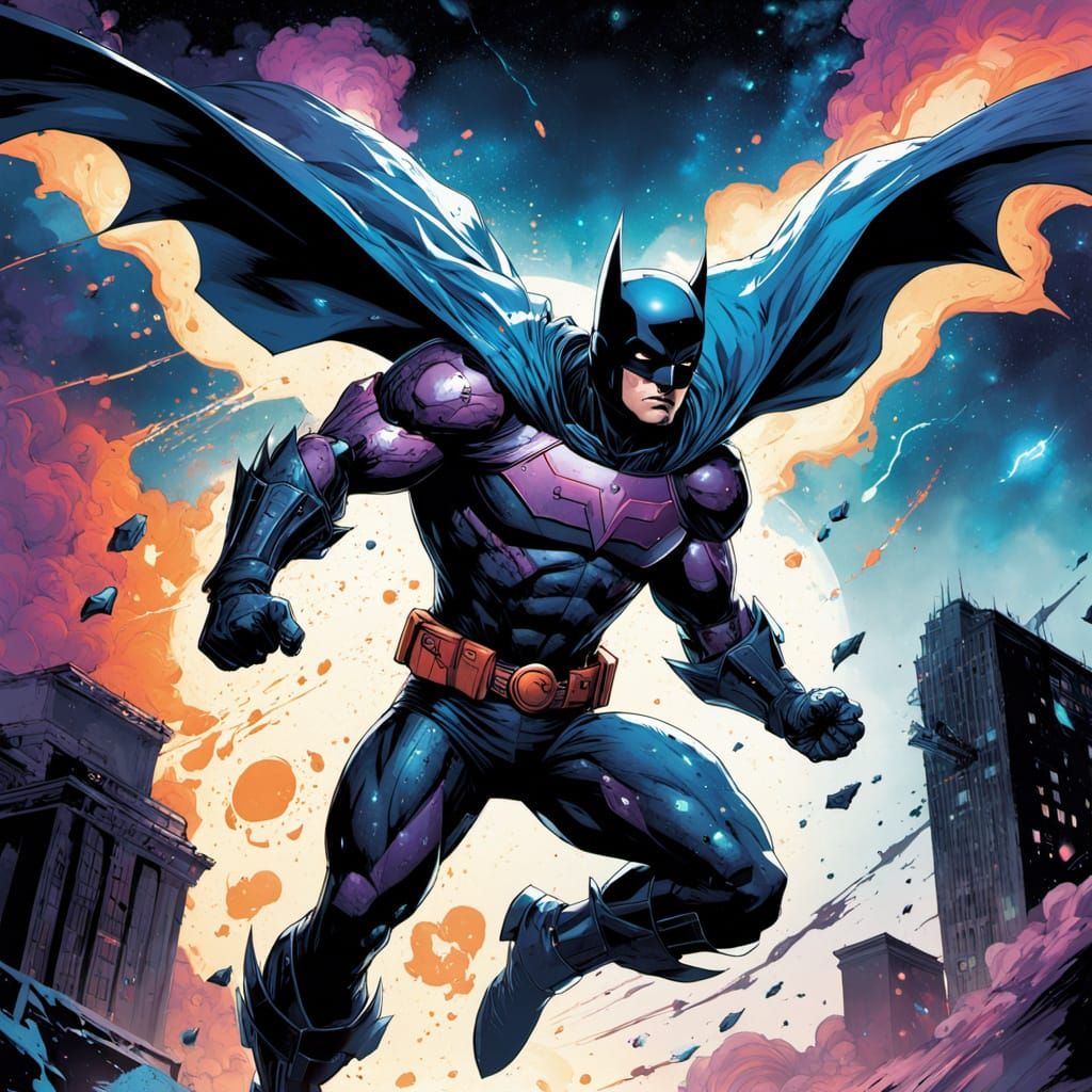 Robin in Wonderbat Armor Parkours in Comic Style