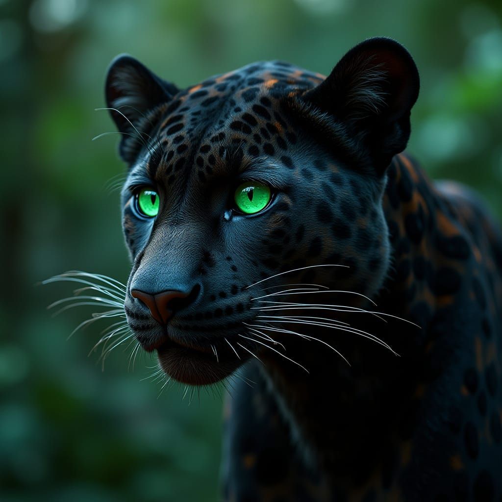 Hybrid Leopard-Panther in Tropical Jungle, Digital Art