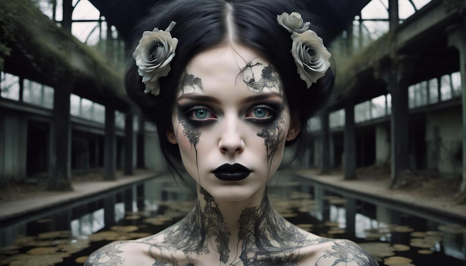 Ethereal Goth Beauty in Urban Dreamscape