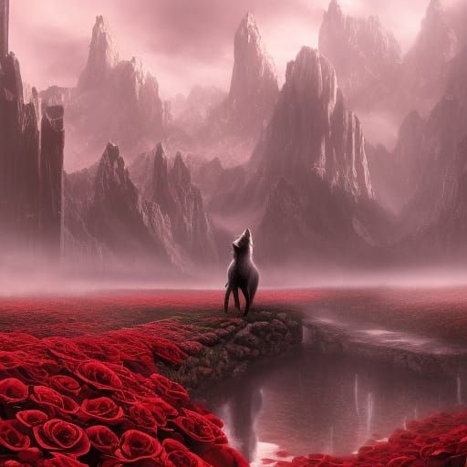 White Wolf in Valley of Blood Roses