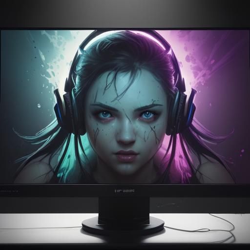 Hyperrealistic Gaming PC Setup Splash Art