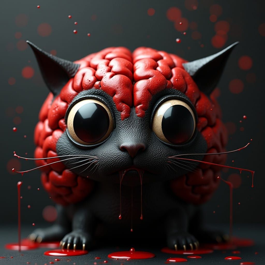 Surrealistic Brain in Melting Oil Landscape