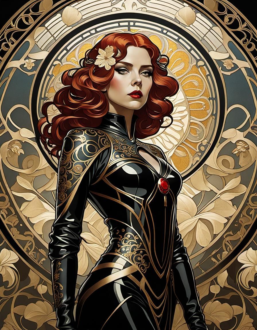 Art nouveau style Black Widow