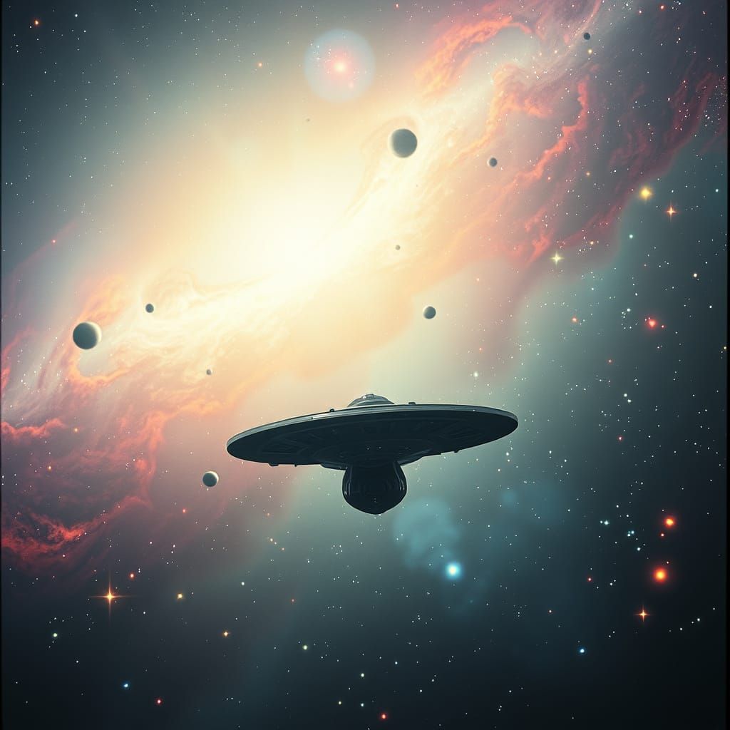 Star Trek Enterprise in Dreamlike Distant Galaxy